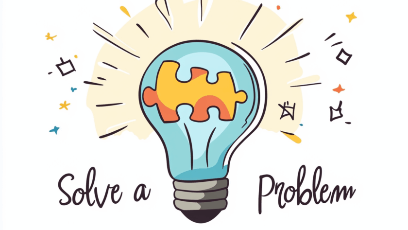 Vector line art of a light bulb containing a puzzle piece, symbolizing problem-solving.