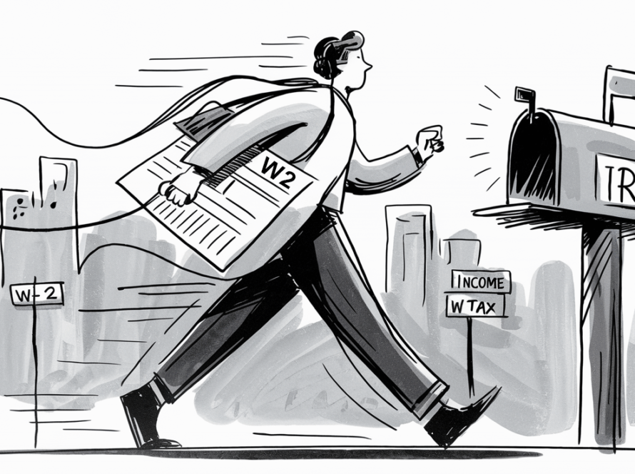 A person mailing a tax return.