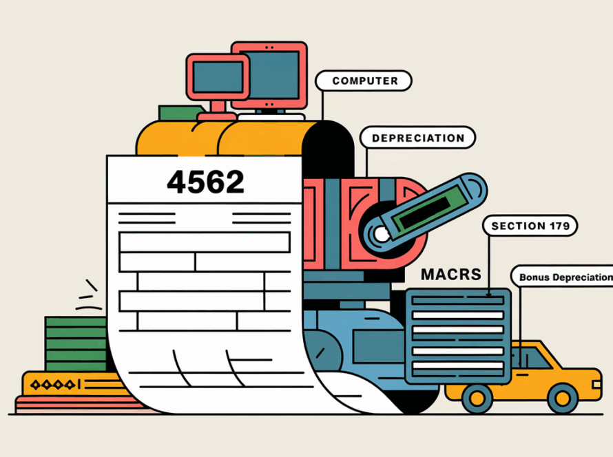 A graphic of Form 4562 with business assets.