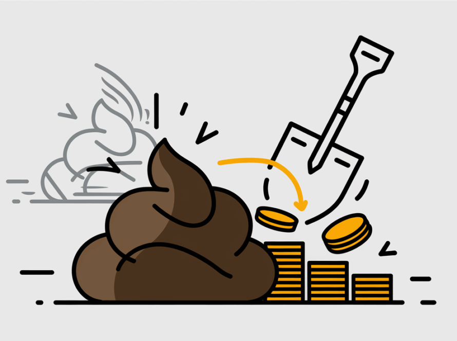 Vector art of dog poop turning into money