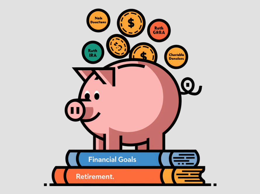 A piggy bank overflowing with coins, representing maximized net pay through post-tax deductions.