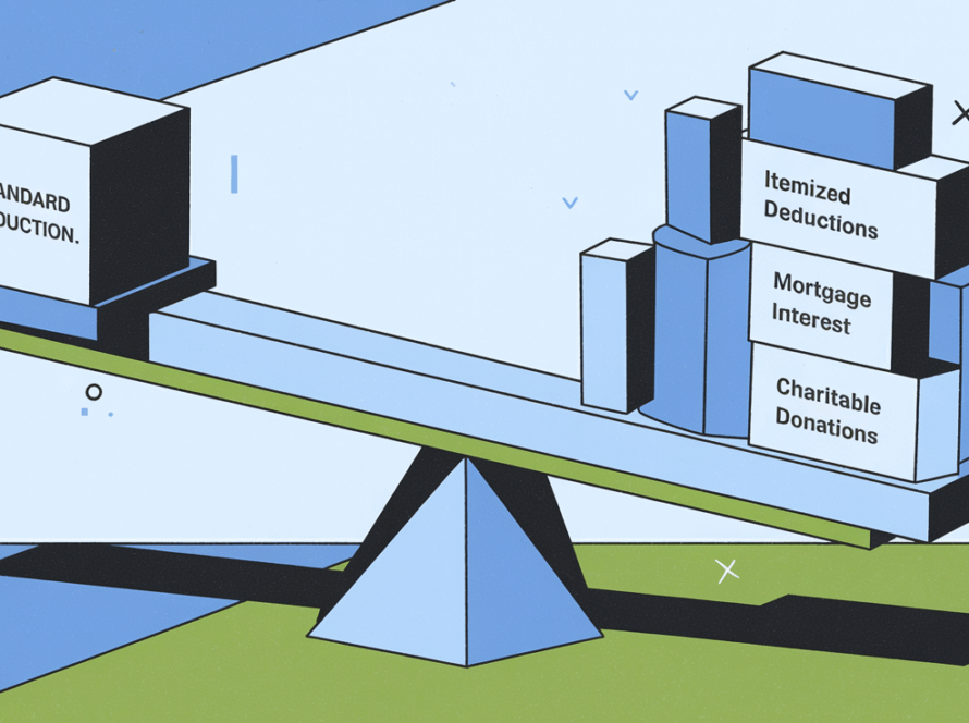 A balanced scale comparing standard deductions and itemized deductions.