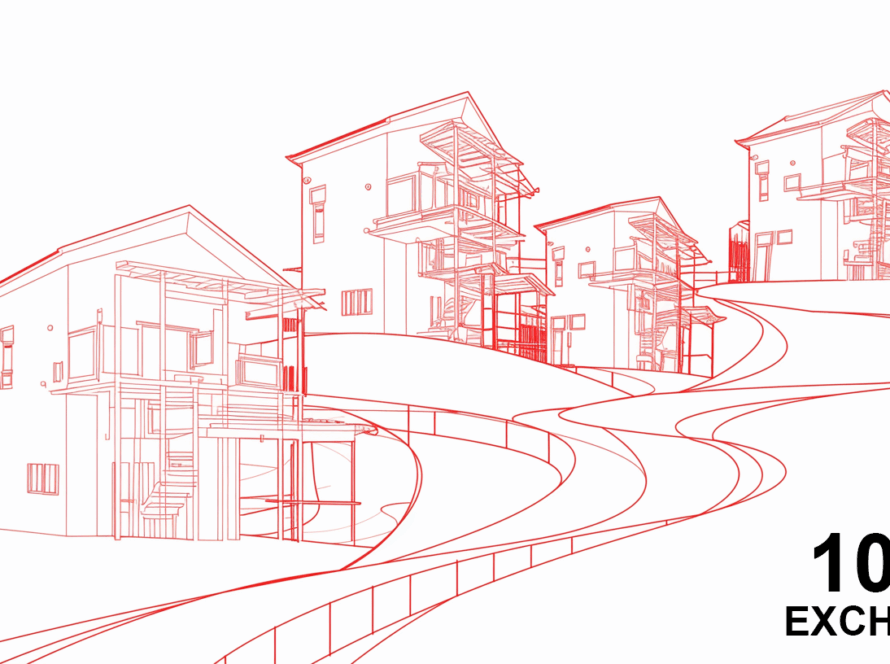 Line art drawing of a house changing into a skyscraper, representing a 1031 exchange.