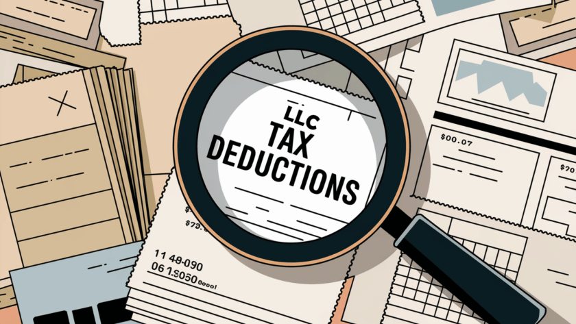 A magnifying glass inspecting receipts