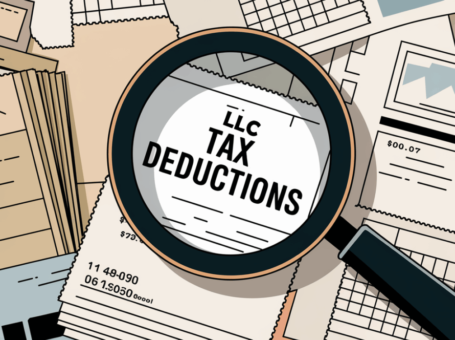 A magnifying glass inspecting receipts