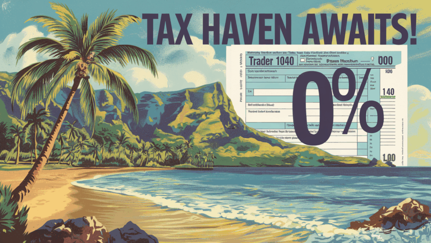 A vintage-style travel poster promoting Puerto Rico as a tax haven.