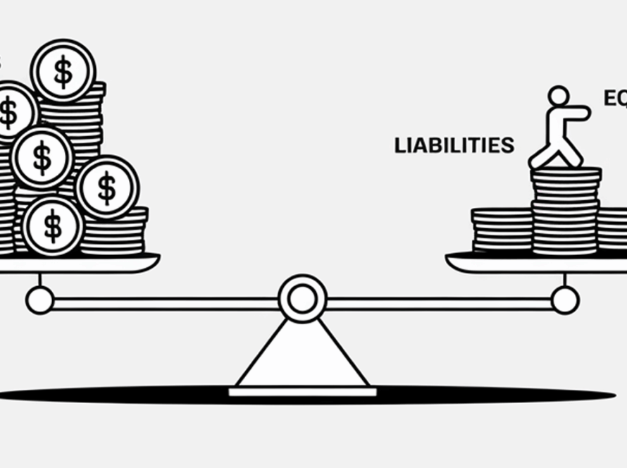 A balanced scale representing the accounting equation