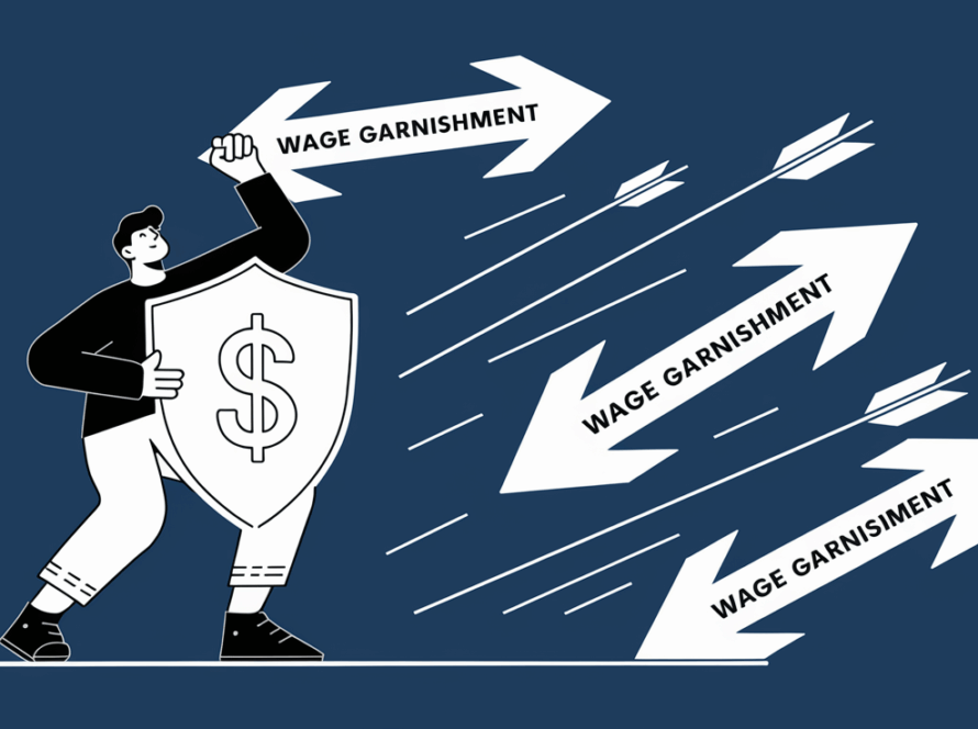 A man holding a shield protecting money from arrows.