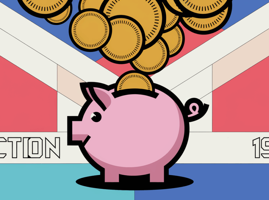 A stylized piggy bank overflowing with coins, symbolizing tax savings through Section 199A.