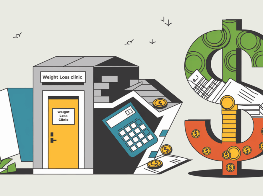 A weight loss clinic transforming into a dollar sign.