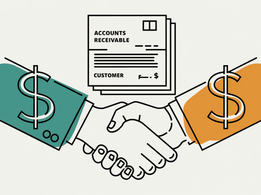 Line art handshake representing Accounts Receivable.