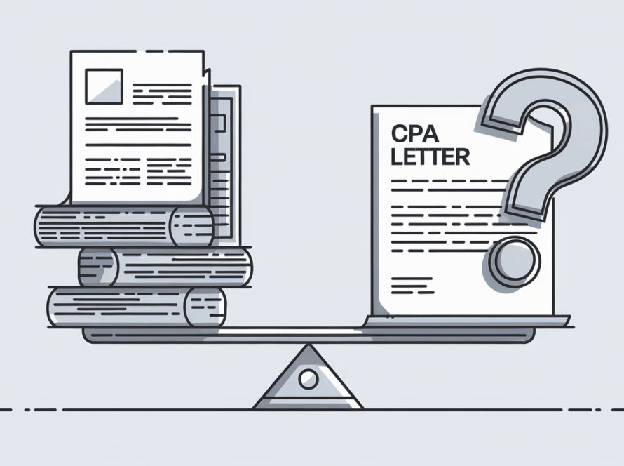 A scale balancing financial documents and a CPA letter question mark