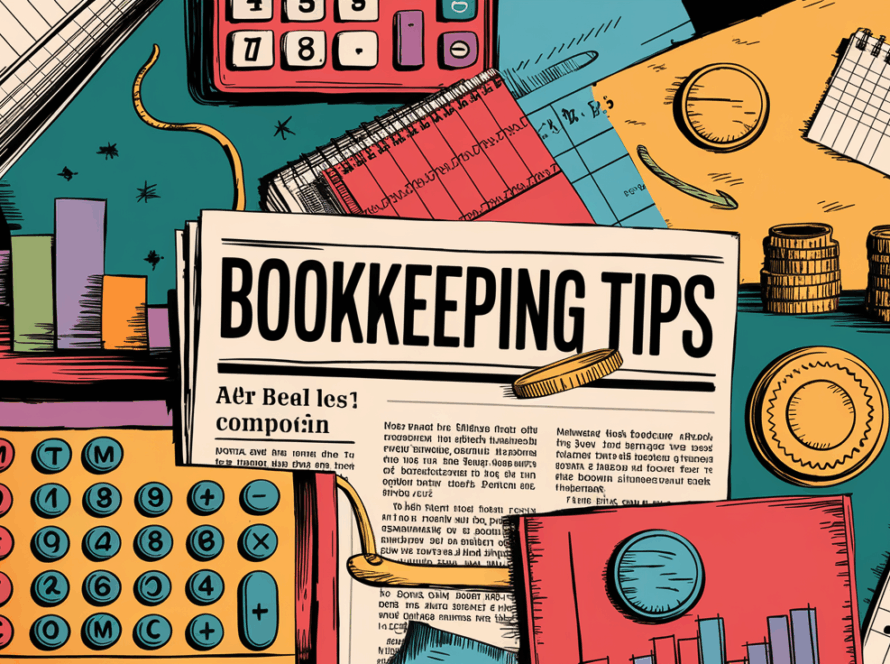 A collage of bookkeeping elements.