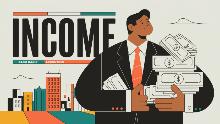 A confident entrepreneur holding a stack of bills.