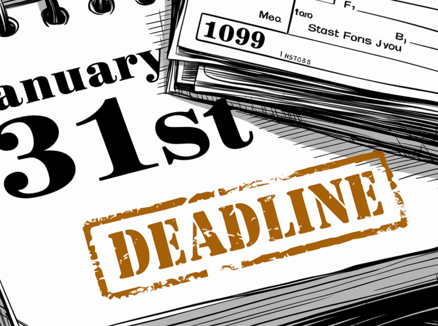 A calendar with the 1099 deadline marked.