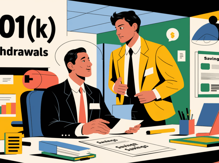 An advertising illustration of a person in deep conversation with a financial advisor, highlighting the importance of seeking professional guidance for 401(k) withdrawals.
