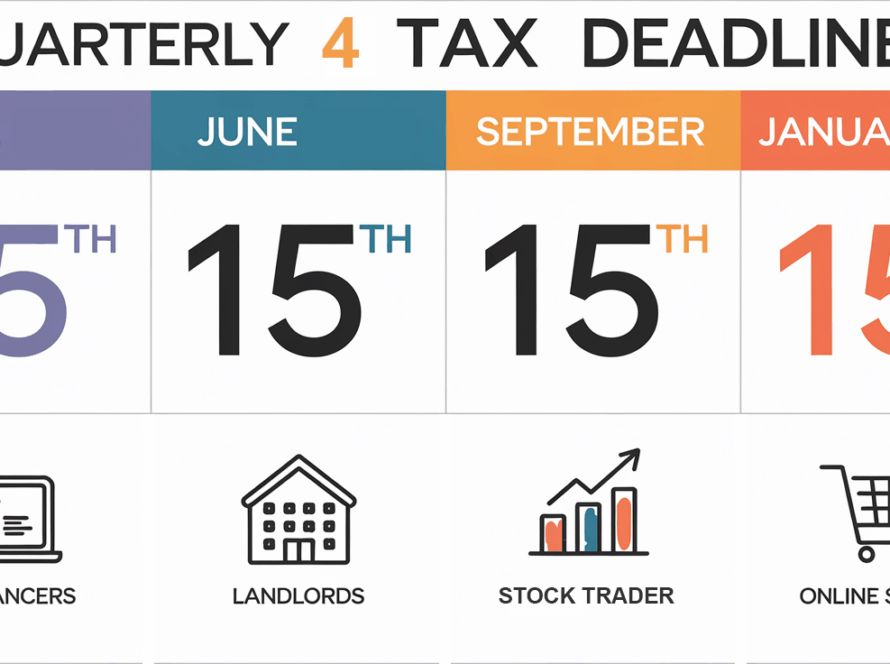 A calendar with key dates for estimated tax payments.