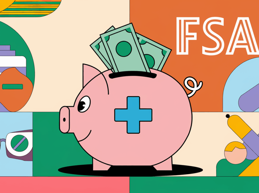 A piggy bank overflowing with money, representing FSA savings.
