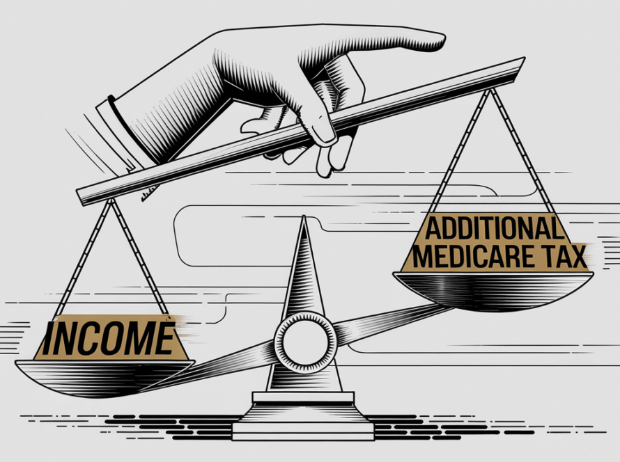 Scales balancing income and Additional Medicare Tax.