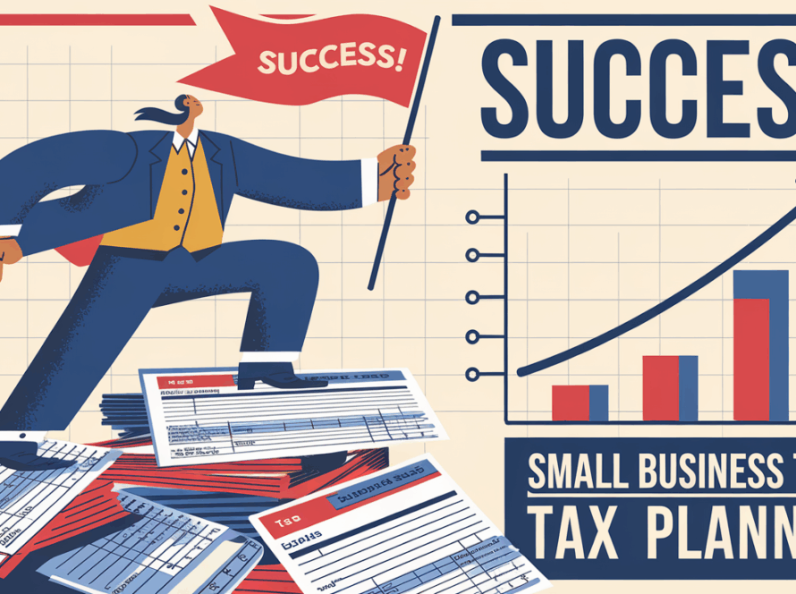 A confident business owner celebrating tax compliance.